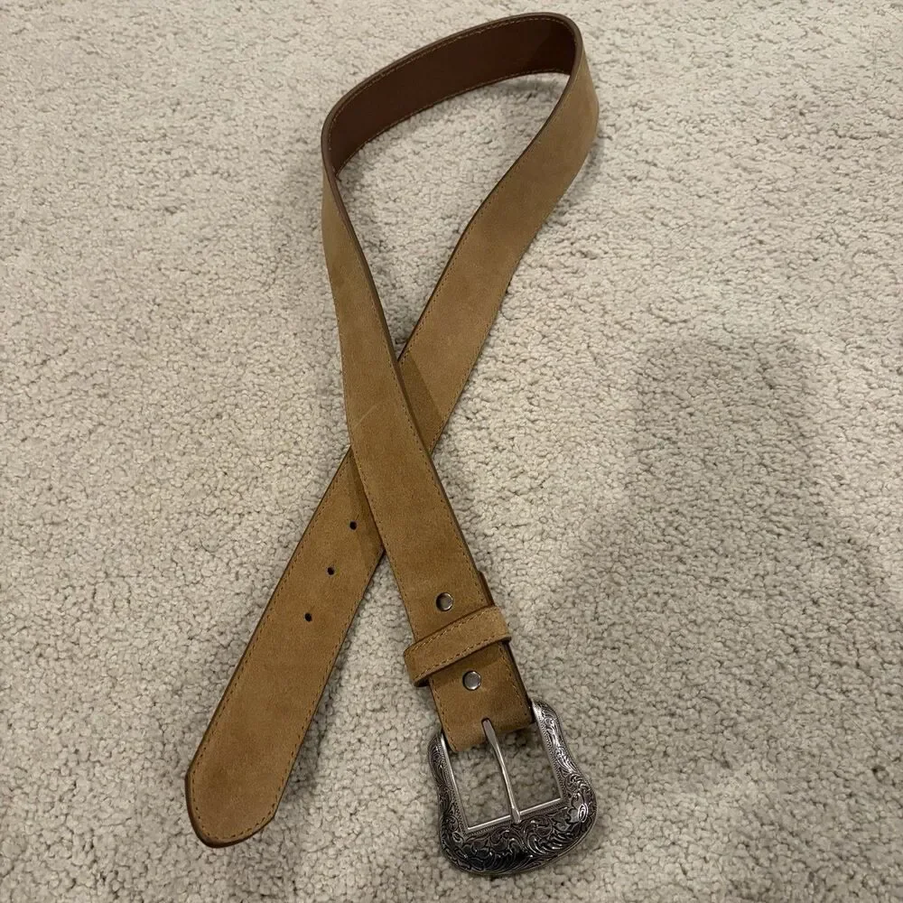 NWOT Cody James Men’s Rustler Suede Leather Belt W/ Buckle Tan Size 34 Western